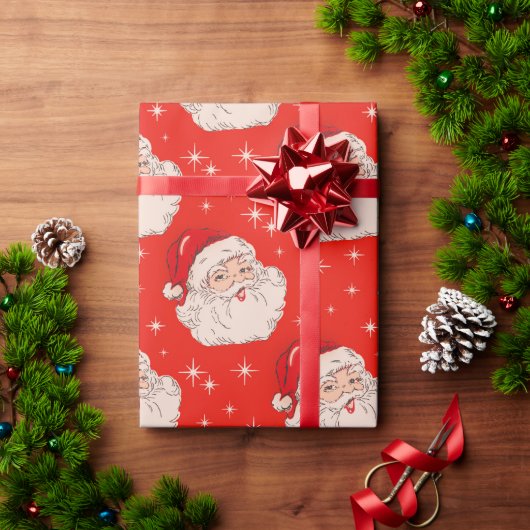 Papier Cadeau Noël rétro mi-siècle Père Noël (Cadeau de vacances)