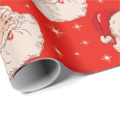 Papier Cadeau Noël rétro mi-siècle Père Noël (Coin rond)