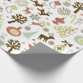 Papier Cadeau Noël rétro motif Festif enveloppement fête (Coin)