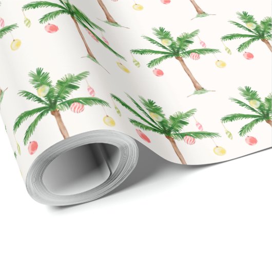 Papier Cadeau Noël rétro Palm Tree en juillet Fête d'été (Coin rond)