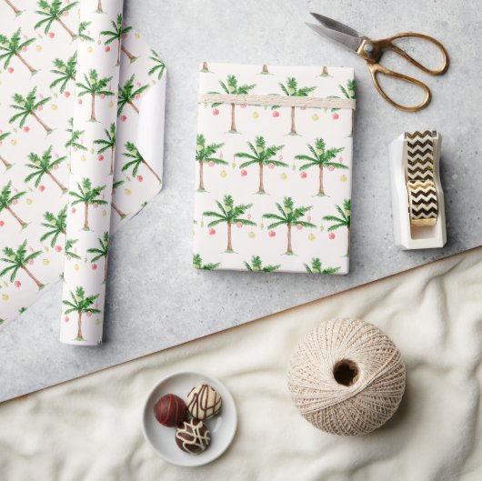 Papier Cadeau Noël rétro Palm Tree en juillet Fête d'été (Artisanat)
