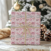 Papier Cadeau Noël rétro rose