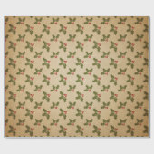 Papier Cadeau Noël Rétro Vert et Kraft (Plat)