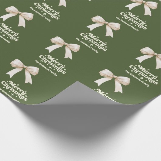 Papier Cadeau Noël rétro vert olive (Coin)