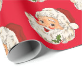 Papier Cadeau Noël rétro Vintage du Père Noël (Coin rond)