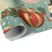 Papier Cadeau Noël Rétro Vintage : Neiges givrées (Coin rond)