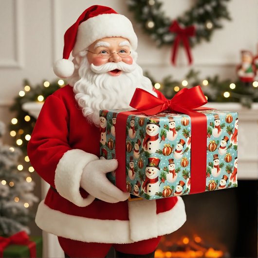 Papier Cadeau Noël Rétro Vintage : Neiges givrées