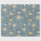 Papier Cadeau Noël rétro Vintage : Nuit étoilée atomique (Plat)