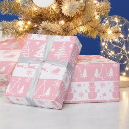 Papier Cadeau Noël rose