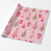 Papier Cadeau Noël rose (Déroulé)
