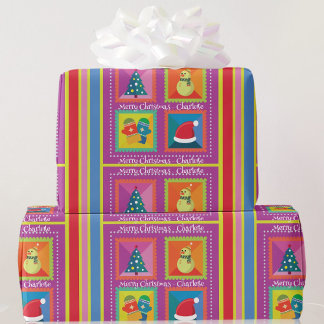 Papier Cadeau Noël rose Ajouter nom et salutation