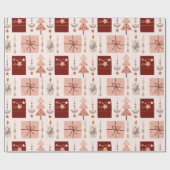 Papier Cadeau Noël rose bohème (Plat)