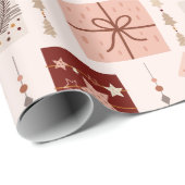 Papier Cadeau Noël rose bohème (Coin rond)