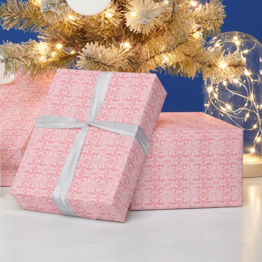 Papier Cadeau Noël rose et blanc (Vacances)