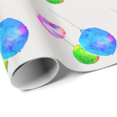 Papier Cadeau Noël rose et bleu moderne (Coin rond)