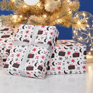 Papier Cadeau Noël rose et noir