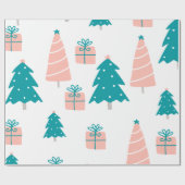 Papier Cadeau Noël rose et vert (Plat)