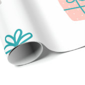 Papier Cadeau Noël rose et vert (Coin rond)