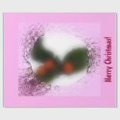Papier Cadeau Noël rose Holly (Plat)