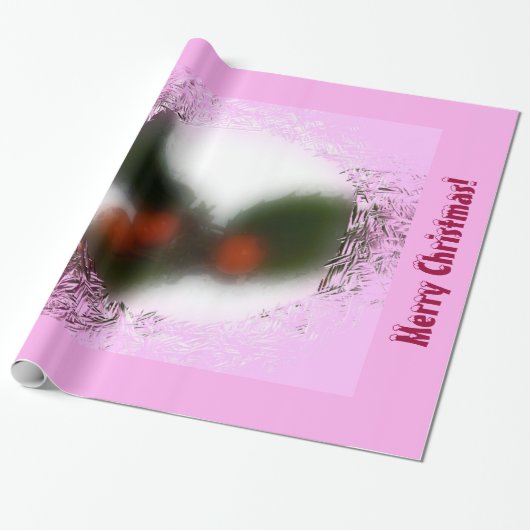 Papier Cadeau Noël rose Holly (Déroulé)