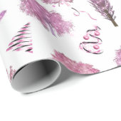 Papier Cadeau Noël rose mignon Arbres chics (Coin rond)