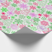 Papier Cadeau Noël rose néon et vert (Coin)