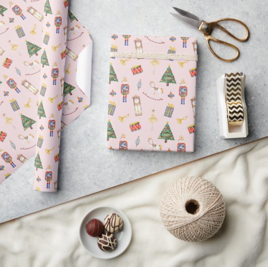 Papier Cadeau Noël rose noisette (Artisanat)