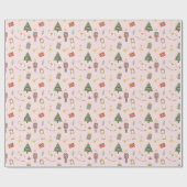 Papier Cadeau Noël rose noisette (Plat)