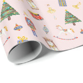 Papier Cadeau Noël rose noisette (Coin rond)