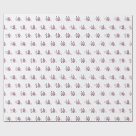 Papier Cadeau Noël rose Nutcracker (Plat)