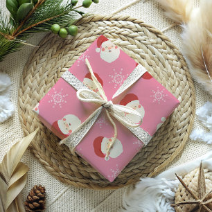 Papier Cadeau Noël rose Père Noël