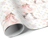 Papier Cadeau Noël rose petite fille (Coin rond)