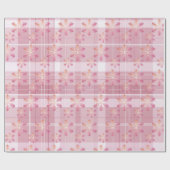 Papier Cadeau Noël Rose Plaid Beau Snowflakes (Plat)