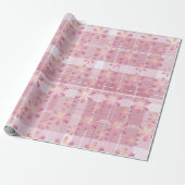 Papier Cadeau Noël Rose Plaid Beau Snowflakes (Déroulé)