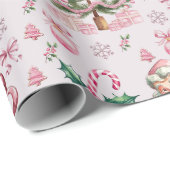 Papier Cadeau Noël rose rétro (Coin rond)