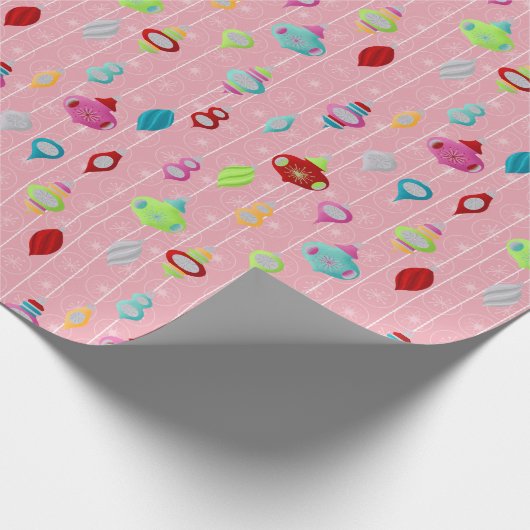 Papier Cadeau Noël rose rétro (Coin)