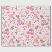 Papier Cadeau Noël rose sans couture (Plat)