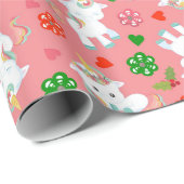 Papier Cadeau Noël rose Unicorne (Coin rond)