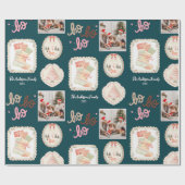Papier Cadeau Noël Rose Vert Rétro (Plat)