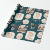 Papier Cadeau Noël Rose Vert Rétro (Déroulé)