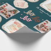 Papier Cadeau Noël Rose Vert Rétro (Coin)