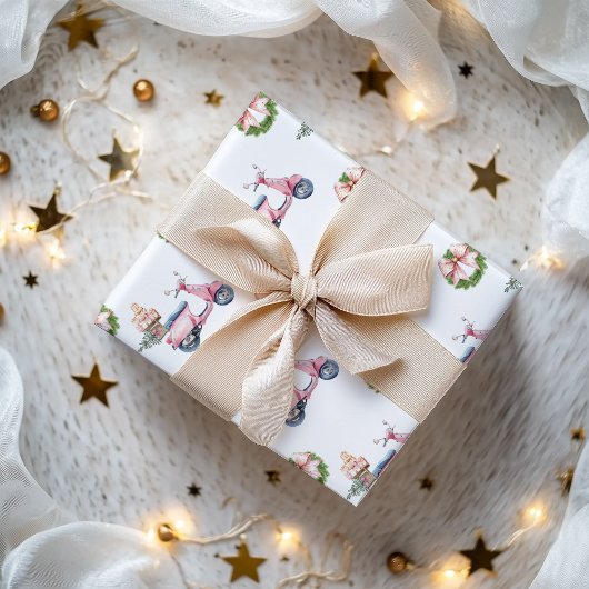 Papier Cadeau Noël rose Vespa Shopping