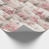 Papier Cadeau Noël Rose Vintage  (Coin)