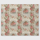 Papier Cadeau Noël rose vintage (Plat)