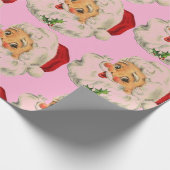 Papier Cadeau Noël rose vintage rétro (Coin)