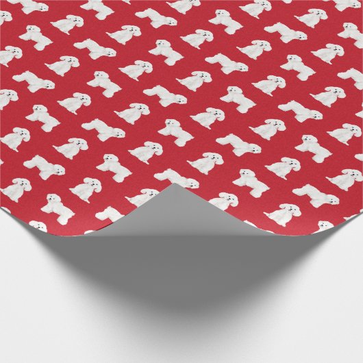 Papier Cadeau Noël rouge Bichon Frise (Coin)