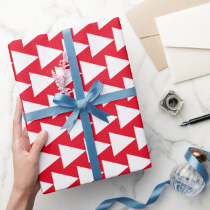 Papier Cadeau Noël Rouge Blanc Abstrait