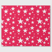 Papier Cadeau Noël Rouge Blanc étoiles Nostalgique Élégant (Plat)