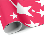 Papier Cadeau Noël Rouge Blanc étoiles Nostalgique Élégant (Coin rond)