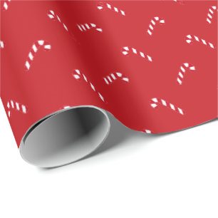 Papier Cadeau Noël rouge blanc moderne mignon sucre de canne mot